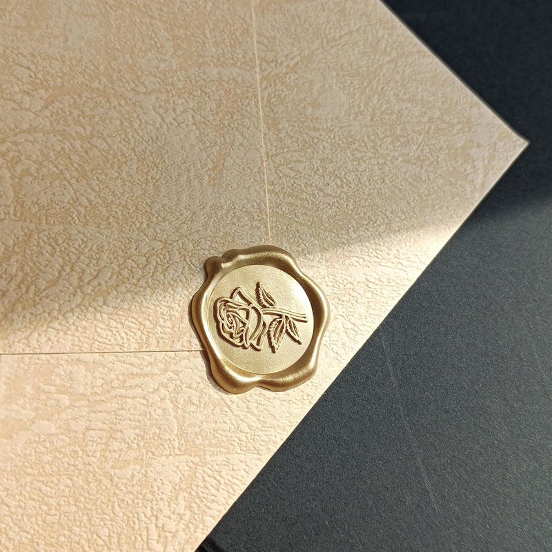 Pilloze 50 Pcs Gold Rose Wax Seal Stickers, Rose Envelope Wax Seal, Wedding Invitation Accessories, Easy to Use Gold Envelope Stickers with Good Adhesion - Image 4